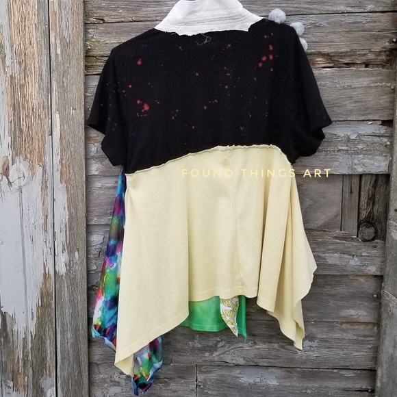 Graphic Tee Upcycled Boho Funky Swing Top - Picture 3 of 4